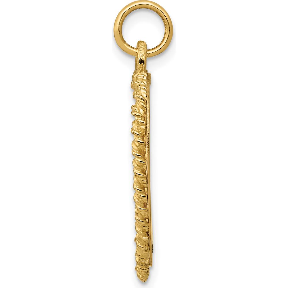 14K Yellow Gold Engravable 20th Anniversary Heart Charm with Rope Edge - 19mm by Oro Pregiato