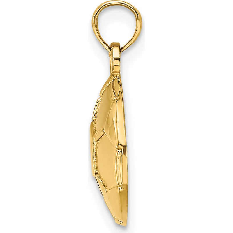 14K Yellow Gold Engravable 2D Soccer Ball Charm with Polished Finish by Oro Pregiato
