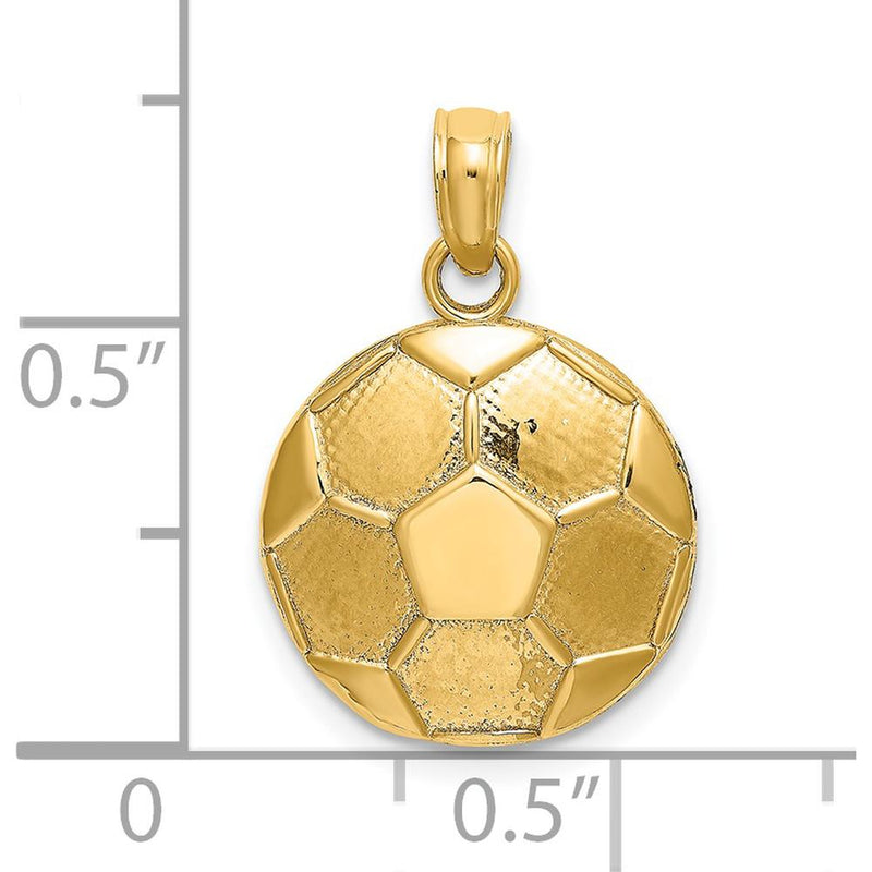 14K Yellow Gold Engravable 2D Soccer Ball Charm with Polished Finish by Oro Pregiato