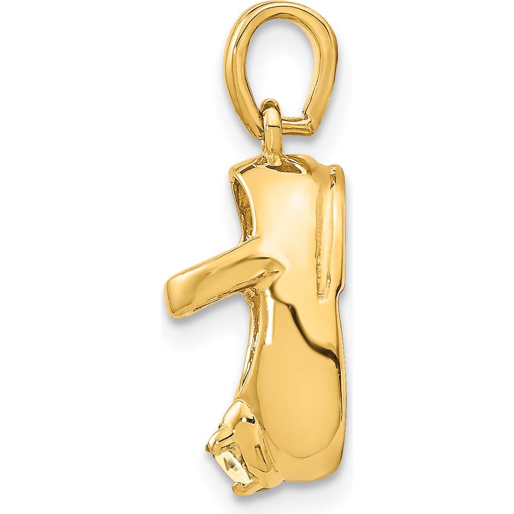 14K Yellow Gold Engravable Baby Shoe Pendant with November Synthetic Yellow Birthstone - 2.75mm Faceted Stone by Oro Pregiato
