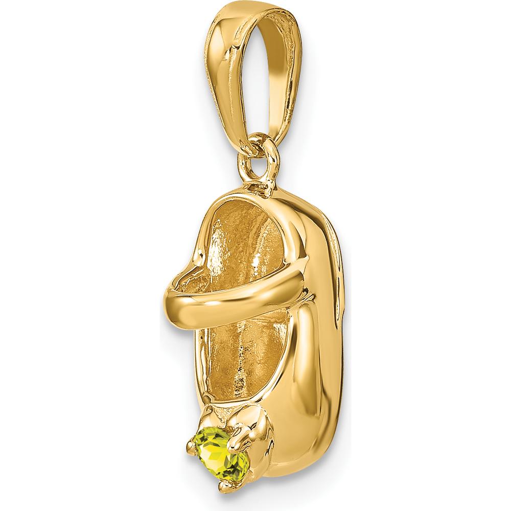 14K Yellow Gold Engravable Baby Shoe Pendant with November Synthetic Yellow Birthstone - 2.75mm Faceted Stone by Oro Pregiato