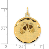 14K Yellow Gold Engravable Baby Shoes on 19mm Disc Charm