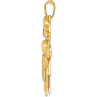 14K Yellow Gold Engravable Big Girl and Little Boy Hugs Charm by Oro Pregiato