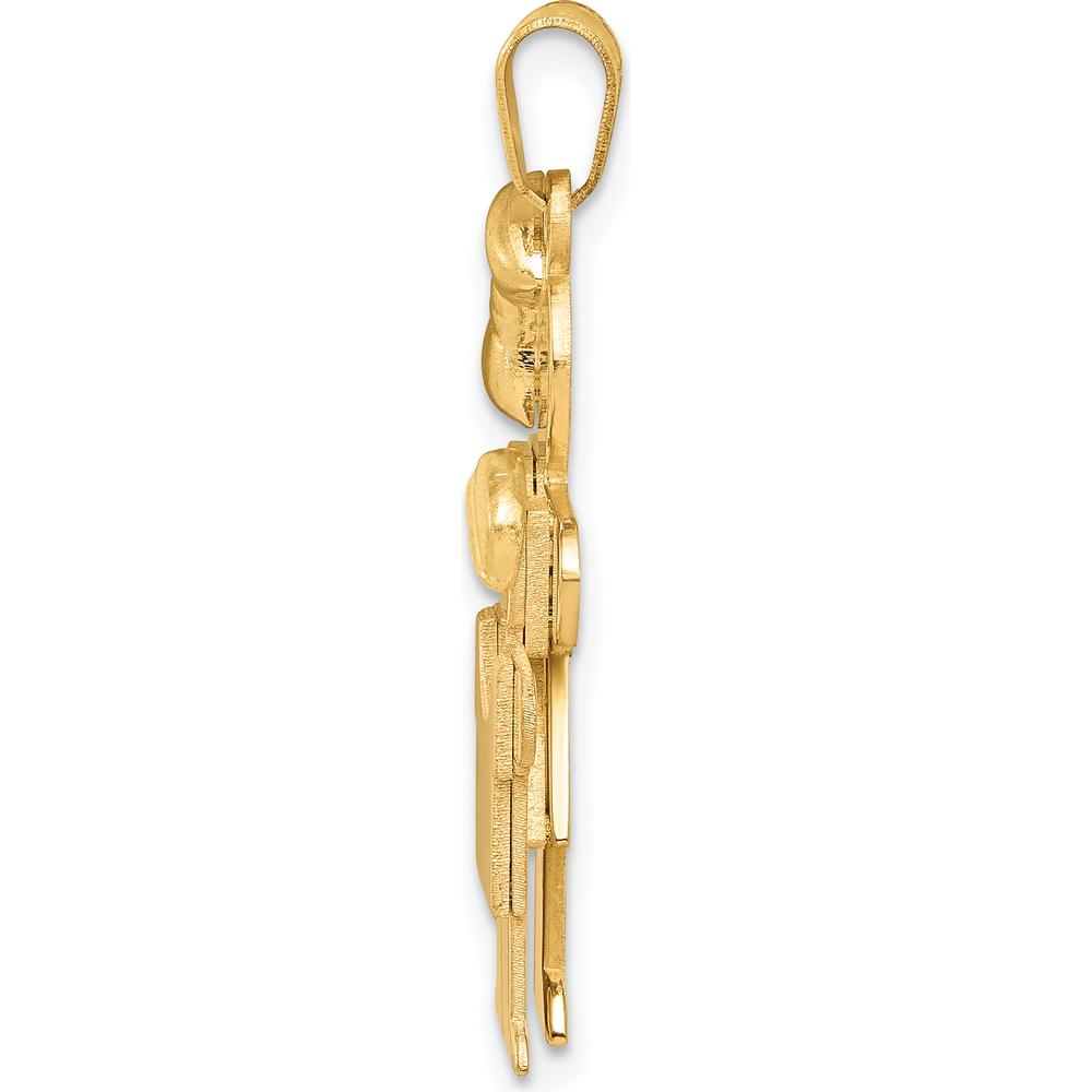 14K Yellow Gold Engravable Big Girl and Little Boy Hugs Charm by Oro Pregiato