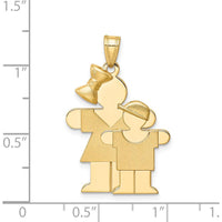 14K Yellow Gold Engravable Big Girl and Little Boy Hugs Charm by Oro Pregiato