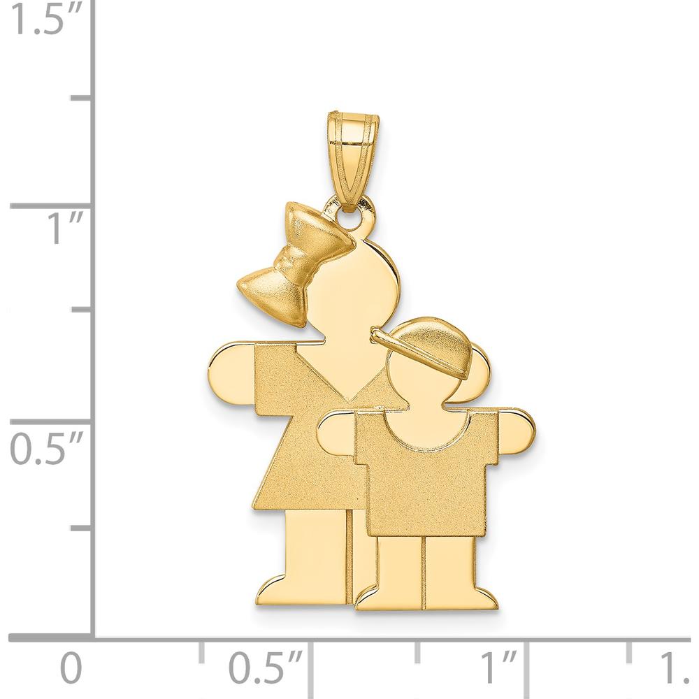 14K Yellow Gold Engravable Big Girl and Little Boy Hugs Charm by Oro Pregiato