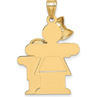 14K Yellow Gold Engravable Big Girl and Little Boy Hugs Charm by Oro Pregiato