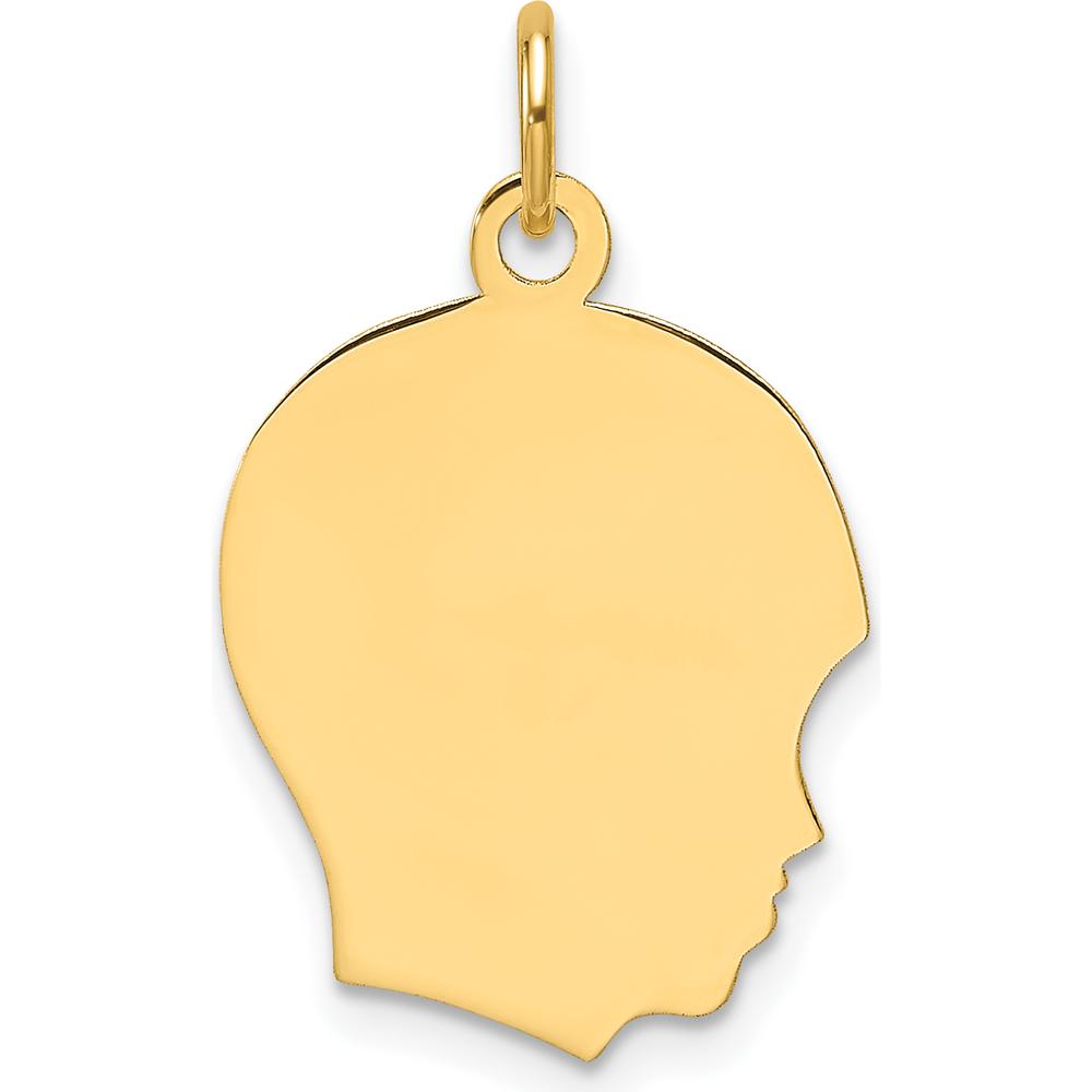 14K Yellow Gold Engravable Boy Head Charm - 23.3mm Length by Oro Pregiato