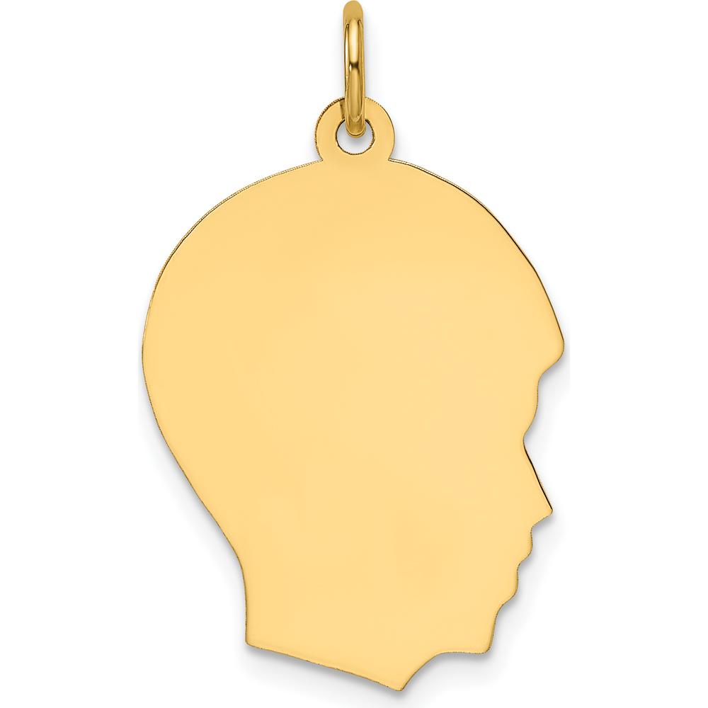 14K Yellow Gold Engravable Boy Head Charm - 27.2mm x 19.2mm by Oro Pregiato