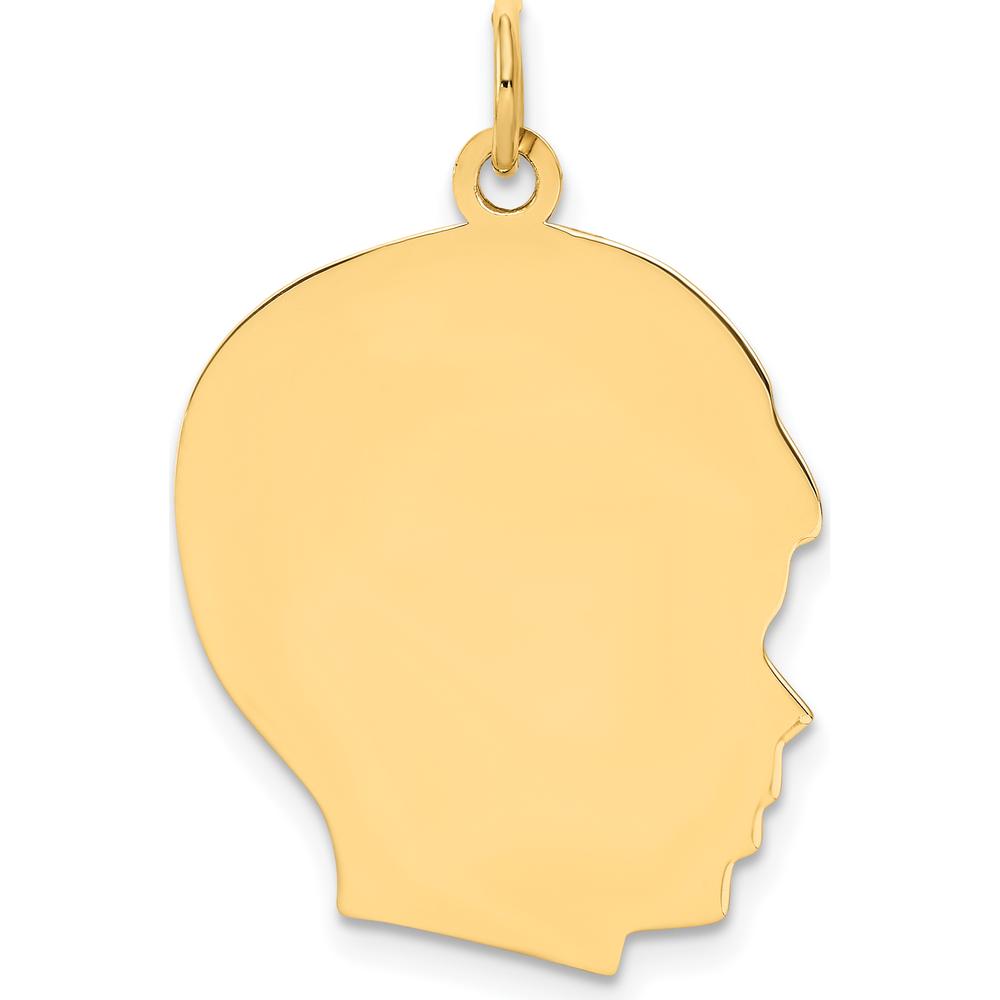 14K Yellow Gold Engravable Boy Head Charm - 30mm Length by Oro Pregiato