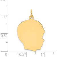 14K Yellow Gold Engravable Boy Head Charm - 30mm Length by Oro Pregiato