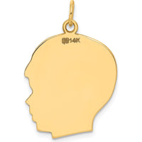 14K Yellow Gold Engravable Boy Head Charm - 30mm Length by Oro Pregiato