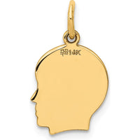 14K Yellow Gold Engravable Boy Head Charm Pendant - 18mm by Oro Pregiato