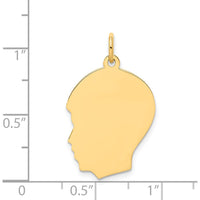 14K Yellow Gold Engravable Boy Head Charm Pendant - 27mm Length by Oro Pregiato
