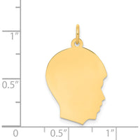 14K Yellow Gold Engravable Boy Head Charm - Personalized Custom Pendant - 23mm Length by Oro Pregiato