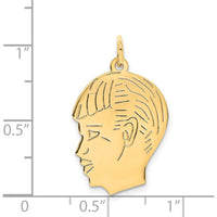 14K Yellow Gold Engravable Boy Head Charm - Polished & Laser Design by Oro Pregiato