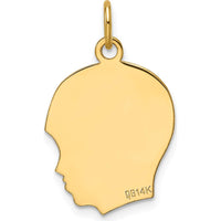 14K Yellow Gold Engravable Boy Head Charm - Polished Finish, 23.3mm Length by Oro Pregiato