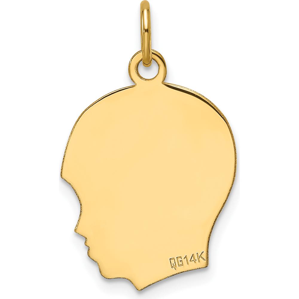 14K Yellow Gold Engravable Boy Head Charm - Polished Finish, 23.3mm Length by Oro Pregiato