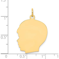 14K Yellow Gold Engravable Boy Head Pendant Charm - 26mm x 20mm by Oro Pregiato