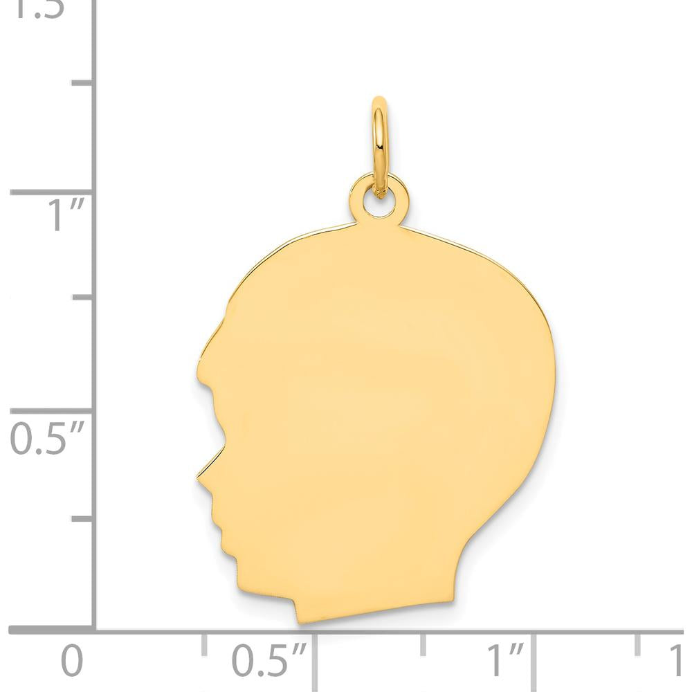 14K Yellow Gold Engravable Boy Head Pendant Charm - 26mm x 20mm by Oro Pregiato
