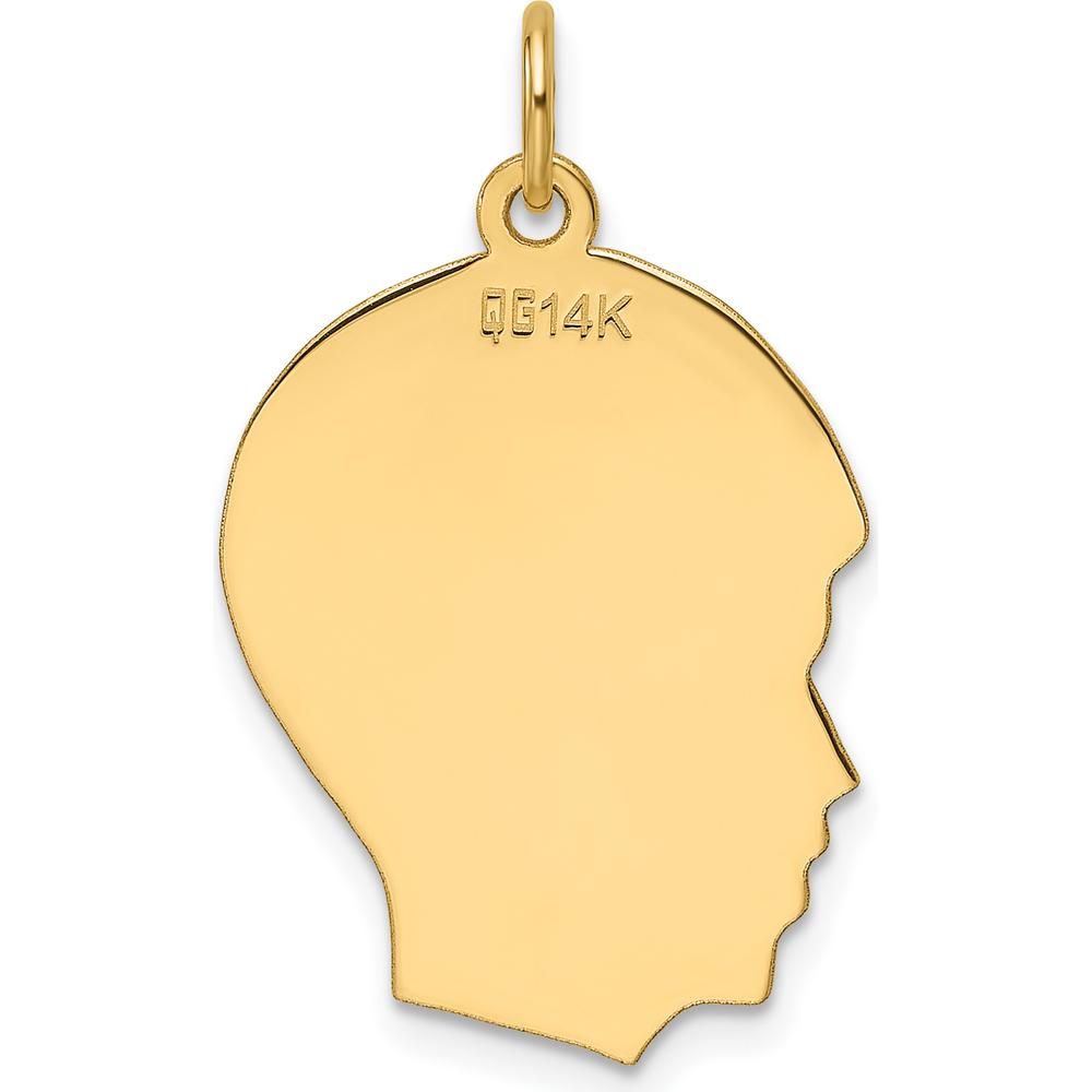 14K Yellow Gold Engravable Boy Head Silhouette Pendant Charm by Oro Pregiato