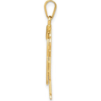 14K Yellow Gold Engravable Boy in Overalls Pendant Charm - 30mm by Oro Pregiato