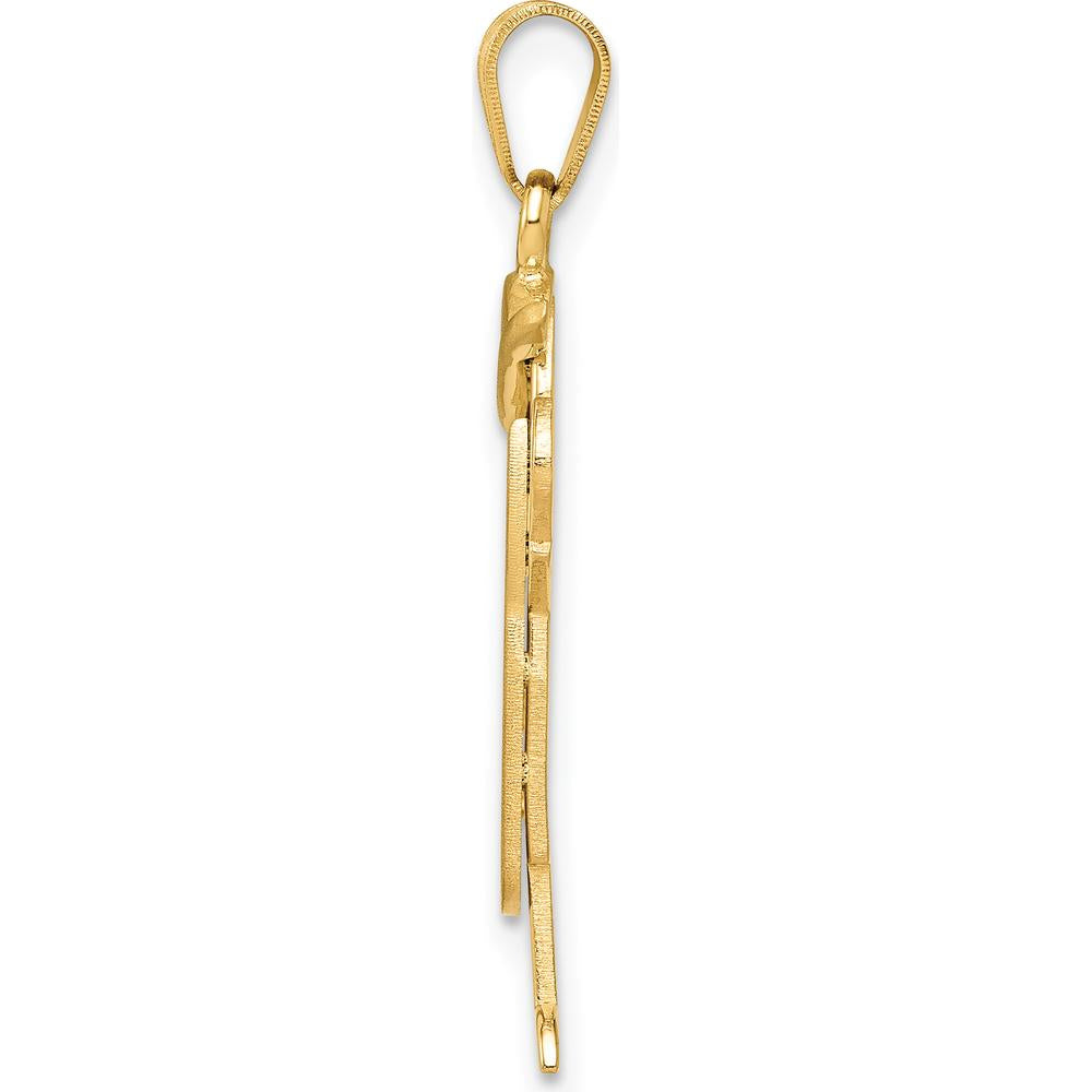 14K Yellow Gold Engravable Boy in Overalls Pendant Charm - 30mm by Oro Pregiato