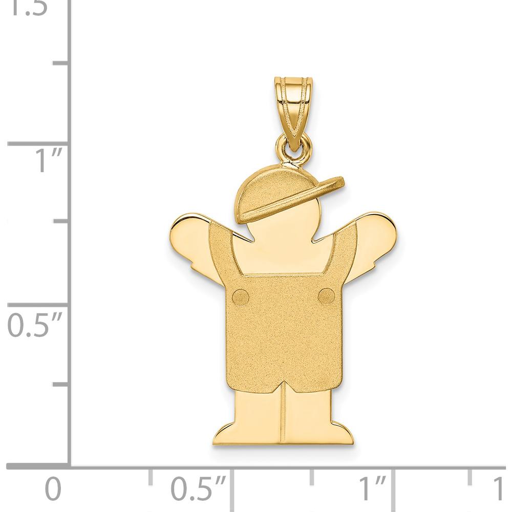 14K Yellow Gold Engravable Boy in Overalls Pendant Charm - 30mm by Oro Pregiato