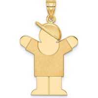 14K Yellow Gold Engravable Boy with Hat Motif Charm Pendant - 30mm by Oro Pregiato