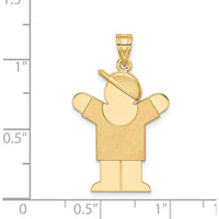 14K Yellow Gold Engravable Boy with Hat Motif Charm Pendant - 30mm by Oro Pregiato