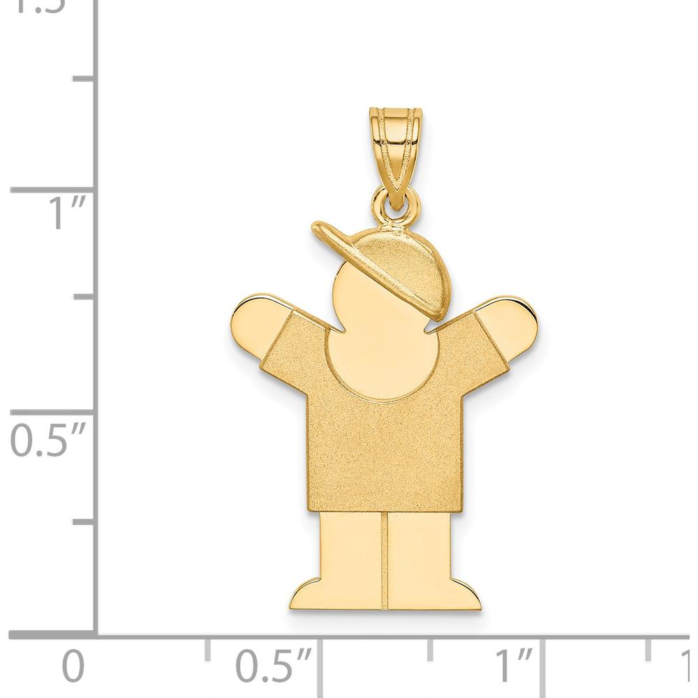 14K Yellow Gold Engravable Boy with Hat Motif Charm Pendant - 30mm by Oro Pregiato