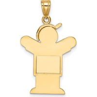 14K Yellow Gold Engravable Boy with Hat Motif Charm Pendant - 30mm by Oro Pregiato