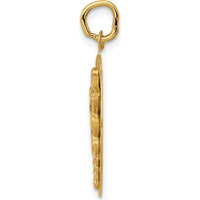 14K Yellow Gold Engravable Caduceus Disc Charm - Polished Finish