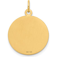 14K Yellow Gold Engravable Caduceus Disc Charm - Polished Finish