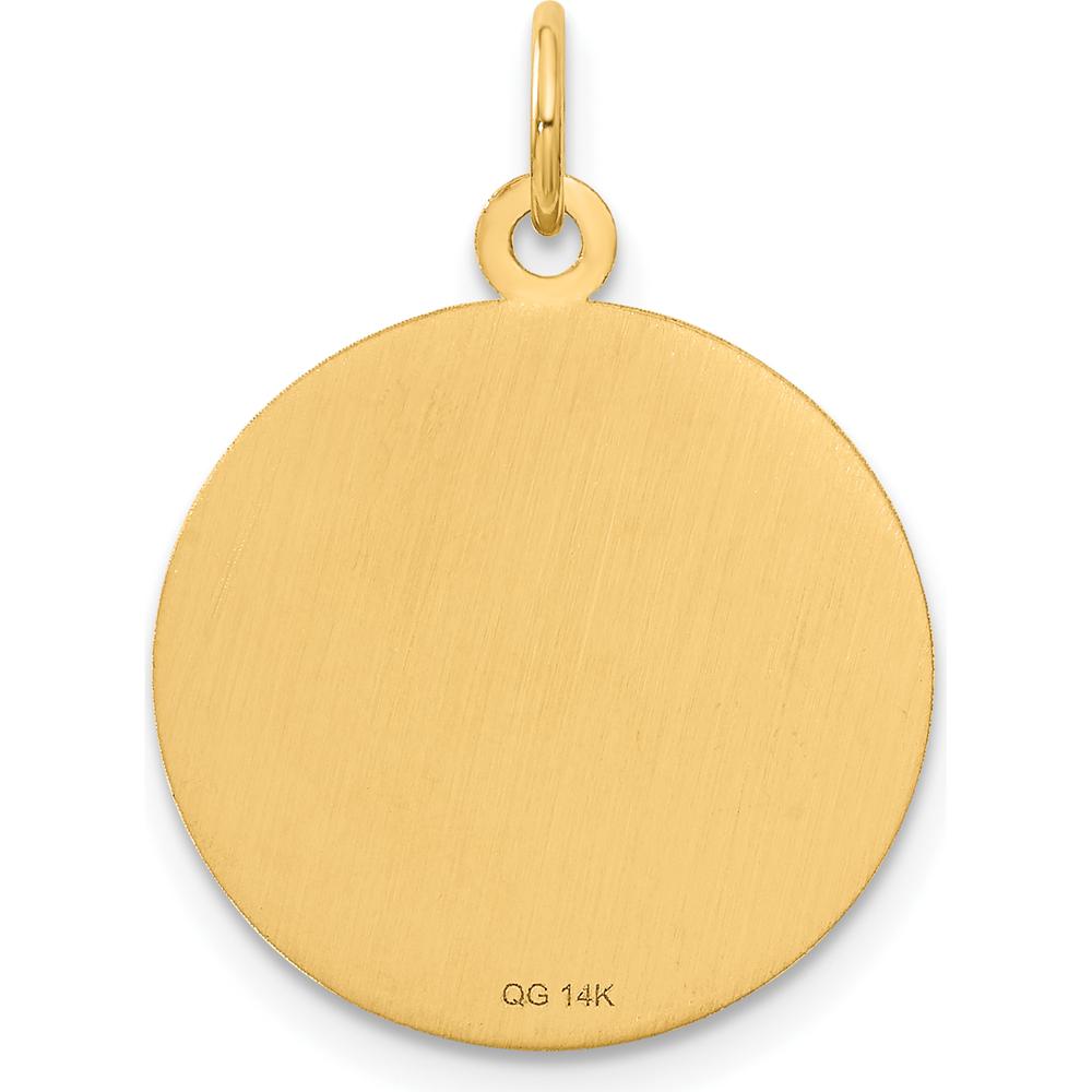 14K Yellow Gold Engravable Caduceus Disc Charm - Polished Finish