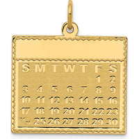14K Yellow Gold Engravable Calendar Pendant - 26mm in Length by Oro Pregiato