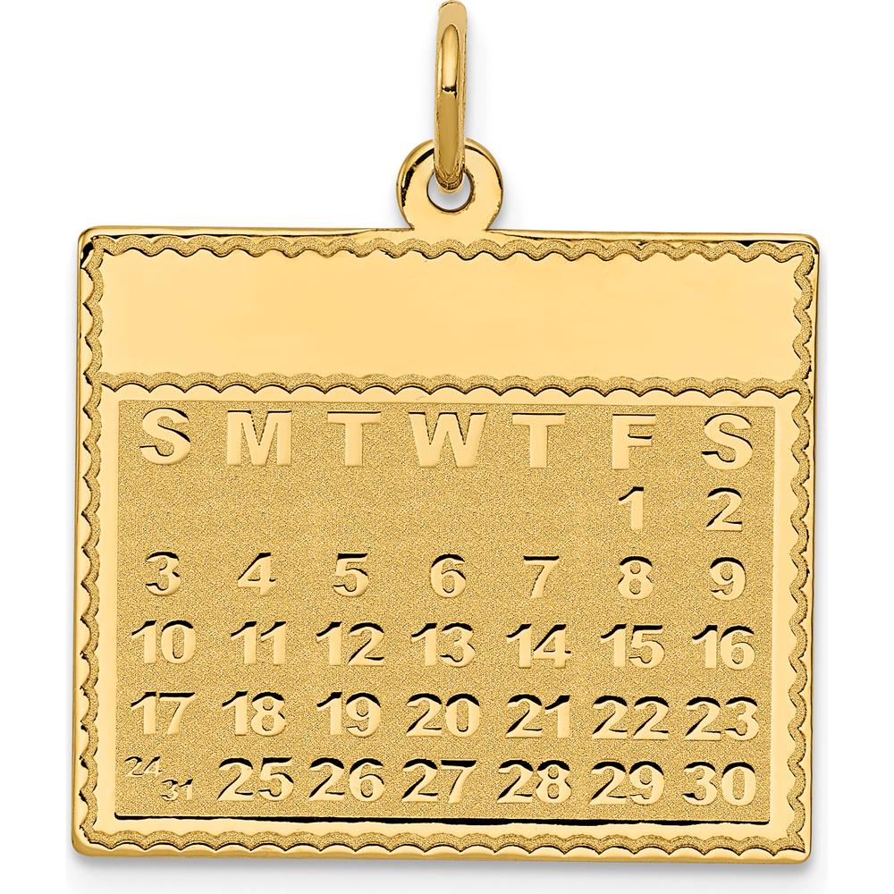 14K Yellow Gold Engravable Calendar Pendant - 26mm in Length by Oro Pregiato