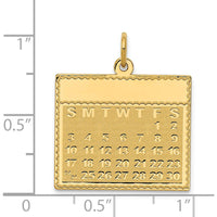 14K Yellow Gold Engravable Calendar Pendant - 26mm in Length by Oro Pregiato
