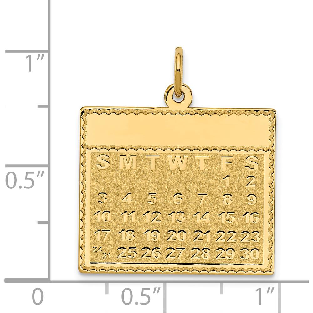 14K Yellow Gold Engravable Calendar Pendant - 26mm in Length by Oro Pregiato