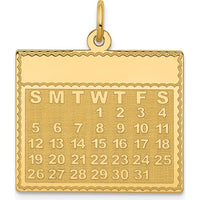 14K Yellow Gold Engravable Calendar Pendant - 26mm x 22mm by Oro Pregiato