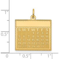 14K Yellow Gold Engravable Calendar Pendant - 26mm x 22mm by Oro Pregiato