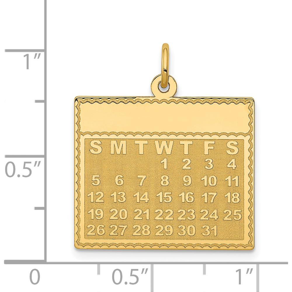 14K Yellow Gold Engravable Calendar Pendant - 26mm x 22mm by Oro Pregiato