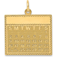 14K Yellow Gold Engravable Calendar Pendant - 26mm x 22mm by Oro Pregiato