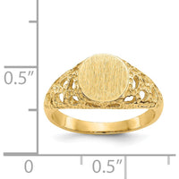 14K Yellow Gold Engravable Child's Fancy Signet Ring - Customizable Keepsake for Kids by 0