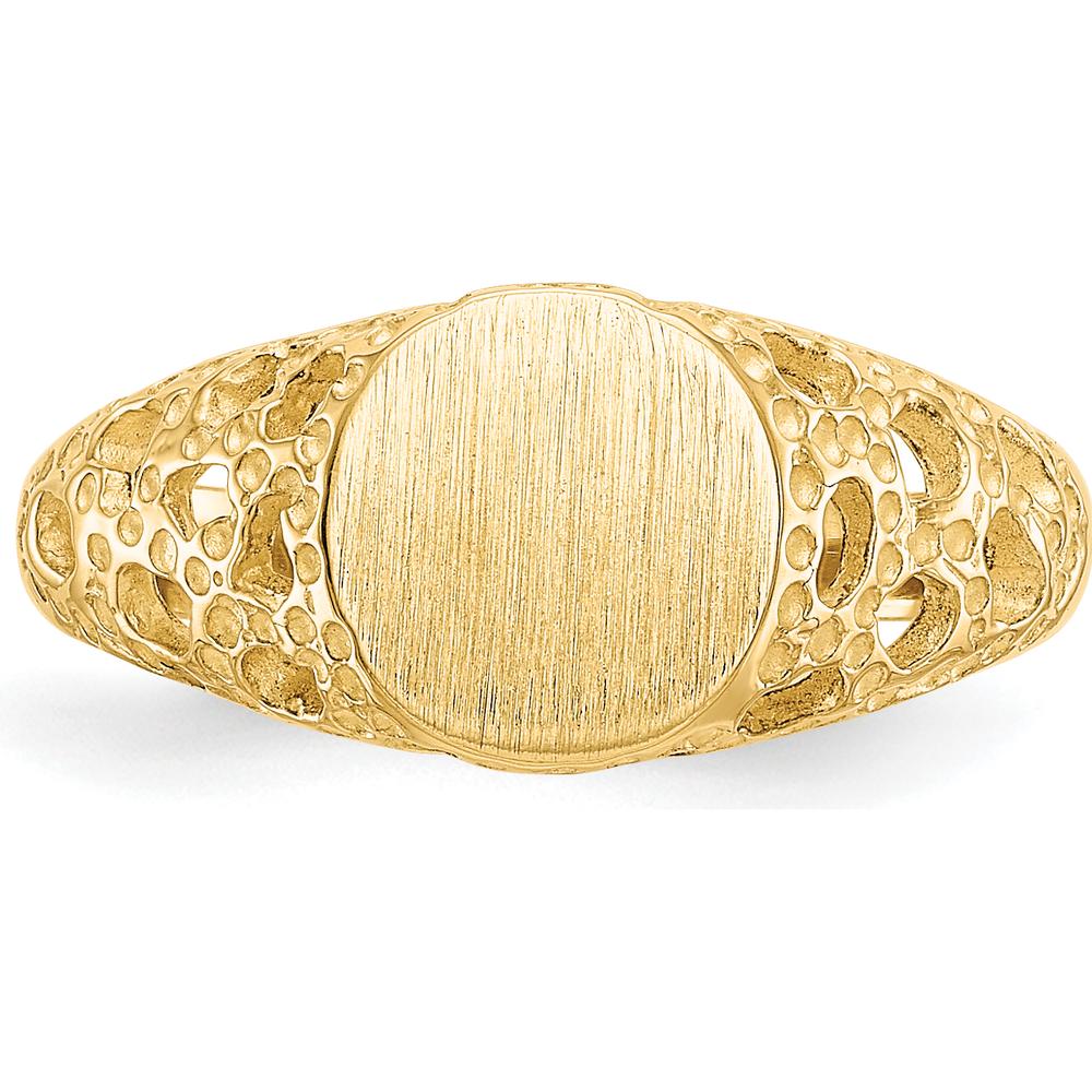 14K Yellow Gold Engravable Child's Fancy Signet Ring - Customizable Keepsake for Kids by 0