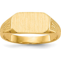 14K Yellow Gold Engravable Child's Signet Ring with Satin Finish - 8.5x5.0mm by 0