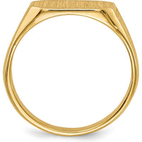 14K Yellow Gold Engravable Child's Signet Ring with Satin Finish - 8.5x5.0mm by 0