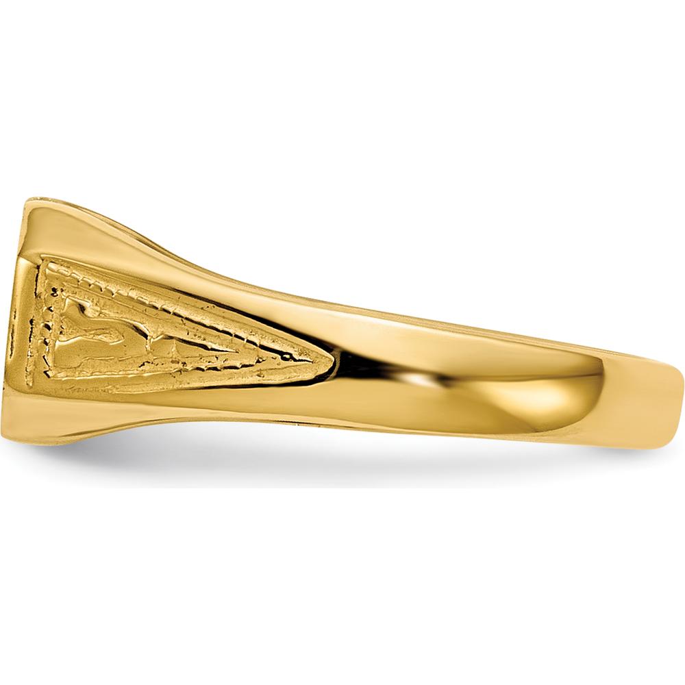 14K Yellow Gold Engravable Child's Signet Ring with Satin Finish - 8.5x5.0mm by 0