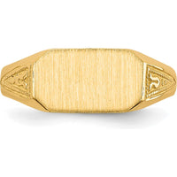14K Yellow Gold Engravable Child's Signet Ring with Satin Finish - 8.5x5.0mm by 0