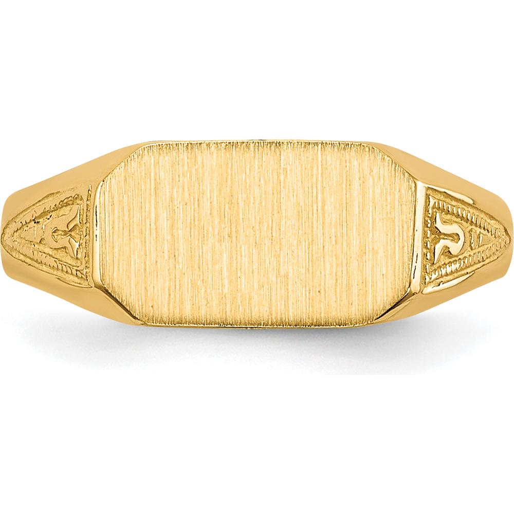 14K Yellow Gold Engravable Child's Signet Ring with Satin Finish - 8.5x5.0mm by 0